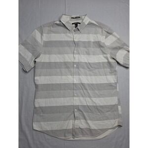 21 Men An American Brand Shirt Men's Large Gray Striped Locker Loop Button-Down
